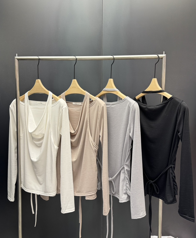 UNA/THE MAY韓國直郵女裝新品人氣職業時尚推薦長袖T恤THEMAY/UNA長袖T恤圖色4左四色