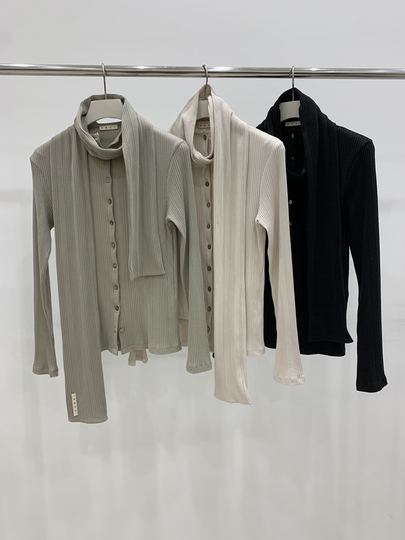 ARVE韓國直郵女裝新品熱賣時尚推薦26春季長袖T恤含圍巾褶皺ARVE長袖T恤