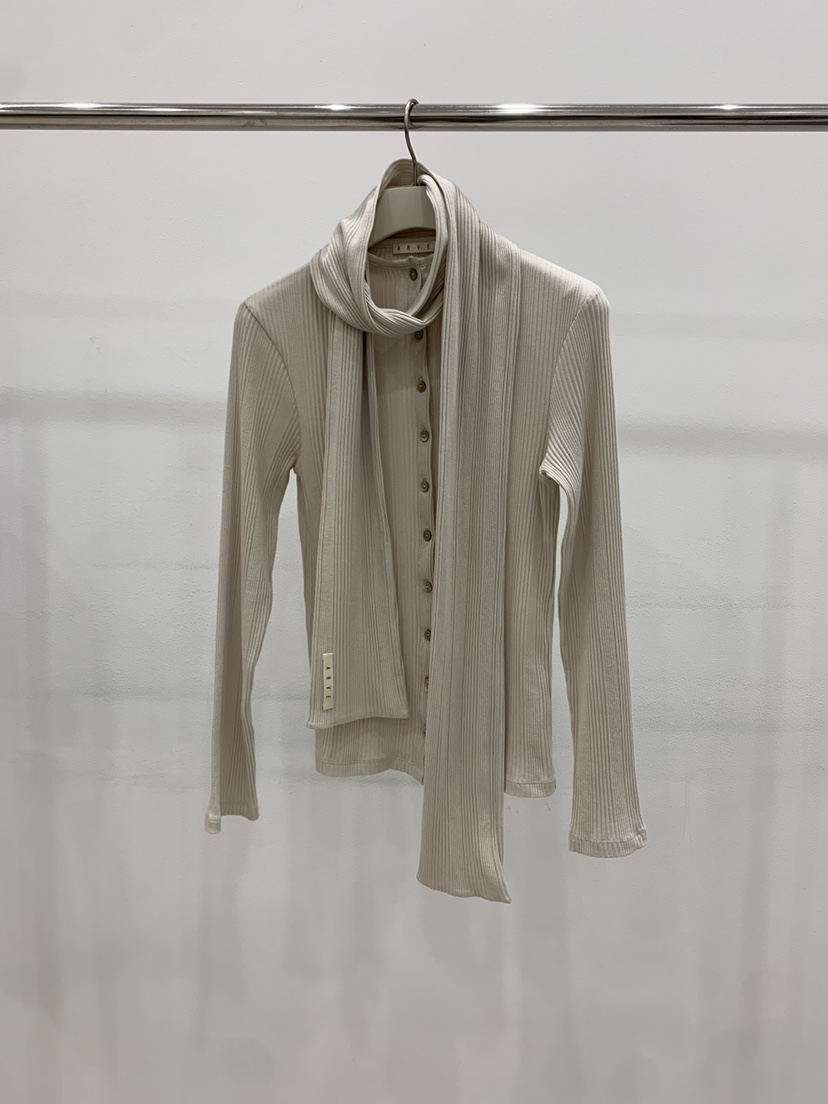 ARVE韓國直郵女裝新品熱賣時尚推薦26春季長袖T恤含圍巾褶皺ARVE長袖T恤圖色1