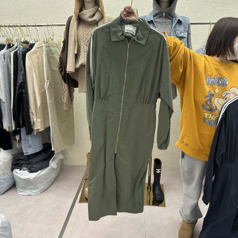 DRAWING韓國代購女士新款熱賣26春季職業休閑時尚連衣裙蕾絲DRAWING連衣裙圖色1