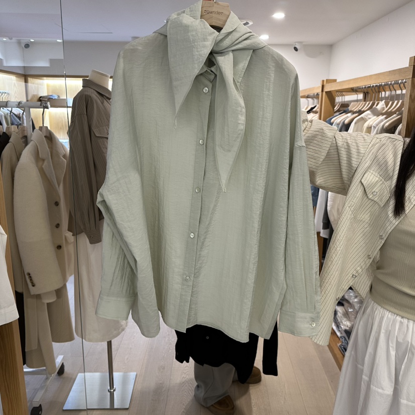 ROUNDER東大門直郵女士新款時尚推薦職業襯衫蕾絲衫含圍巾ROUNDER襯衫/蕾絲衫圖色2