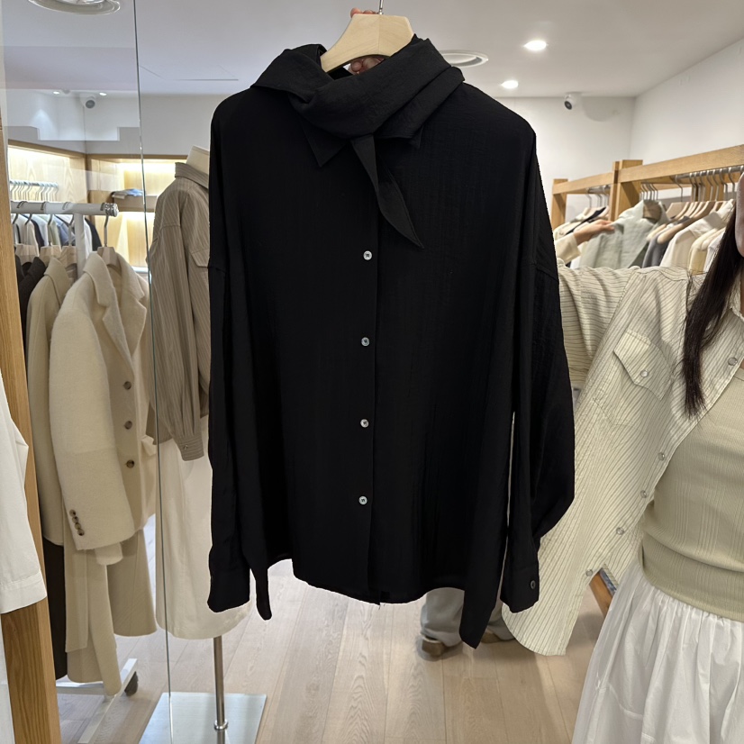 ROUNDER東大門直郵女士新款時尚推薦職業襯衫蕾絲衫含圍巾ROUNDER襯衫/蕾絲衫圖色3