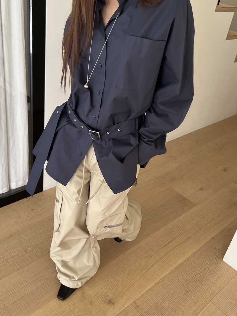 SPECIAL東大門實拍女士新品26春季職業熱賣襯衫蕾絲衫含腰帶SPECIAL襯衫/蕾絲衫