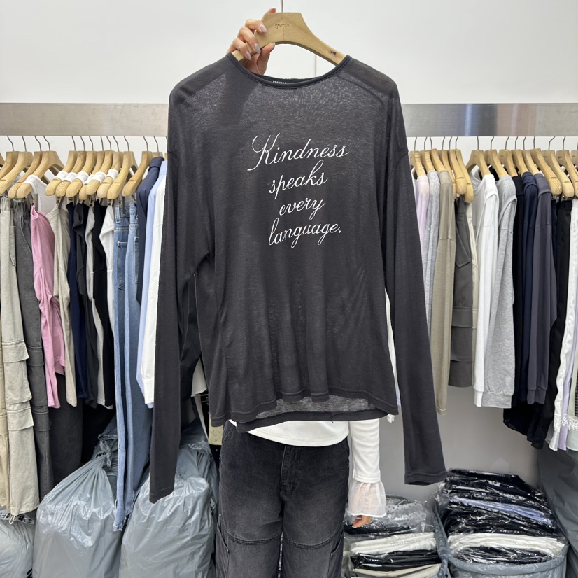 SPECIAL東大門代購女裝新品時尚休閑26春季熱賣人氣長袖T恤SPECIAL長袖T恤圖色4墨色