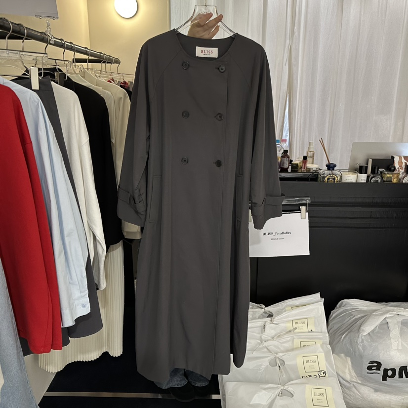 BLISS東大門直郵女士新款26春季推薦職業熱賣長款風衣含腰帶BLISS長款風衣圖色2