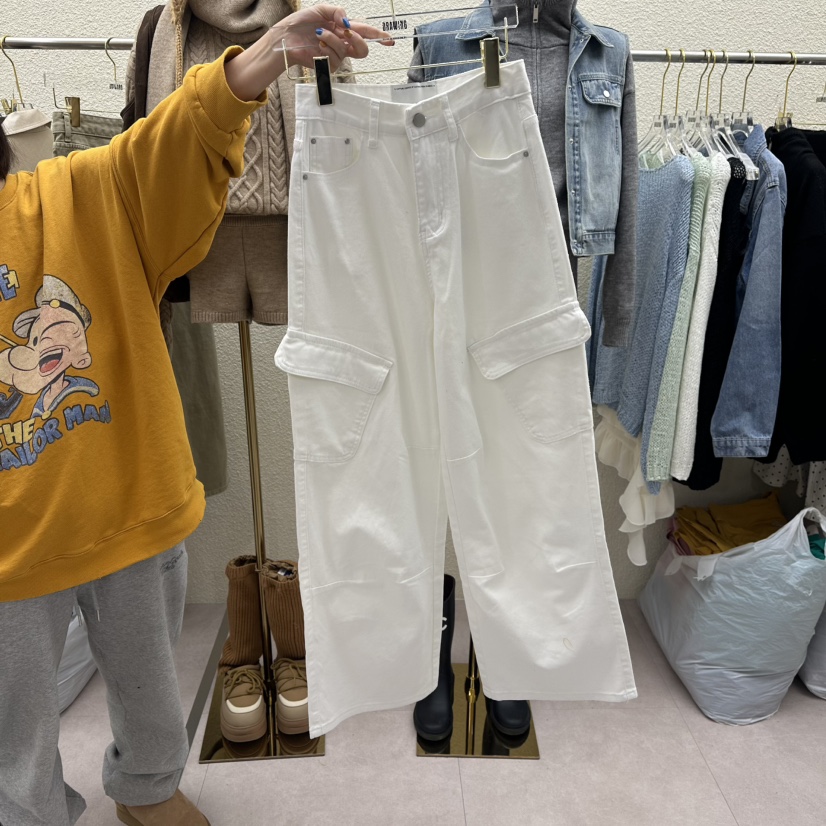 DRAWING韓國直郵女裝新品休閑時尚熱賣推薦26春季休閑褲口袋DRAWING休閑褲圖色1