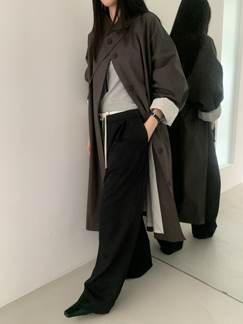 TRUE韓國直郵女士新品熱賣時尚人氣職業長款風衣口袋含包TRUE長款風衣