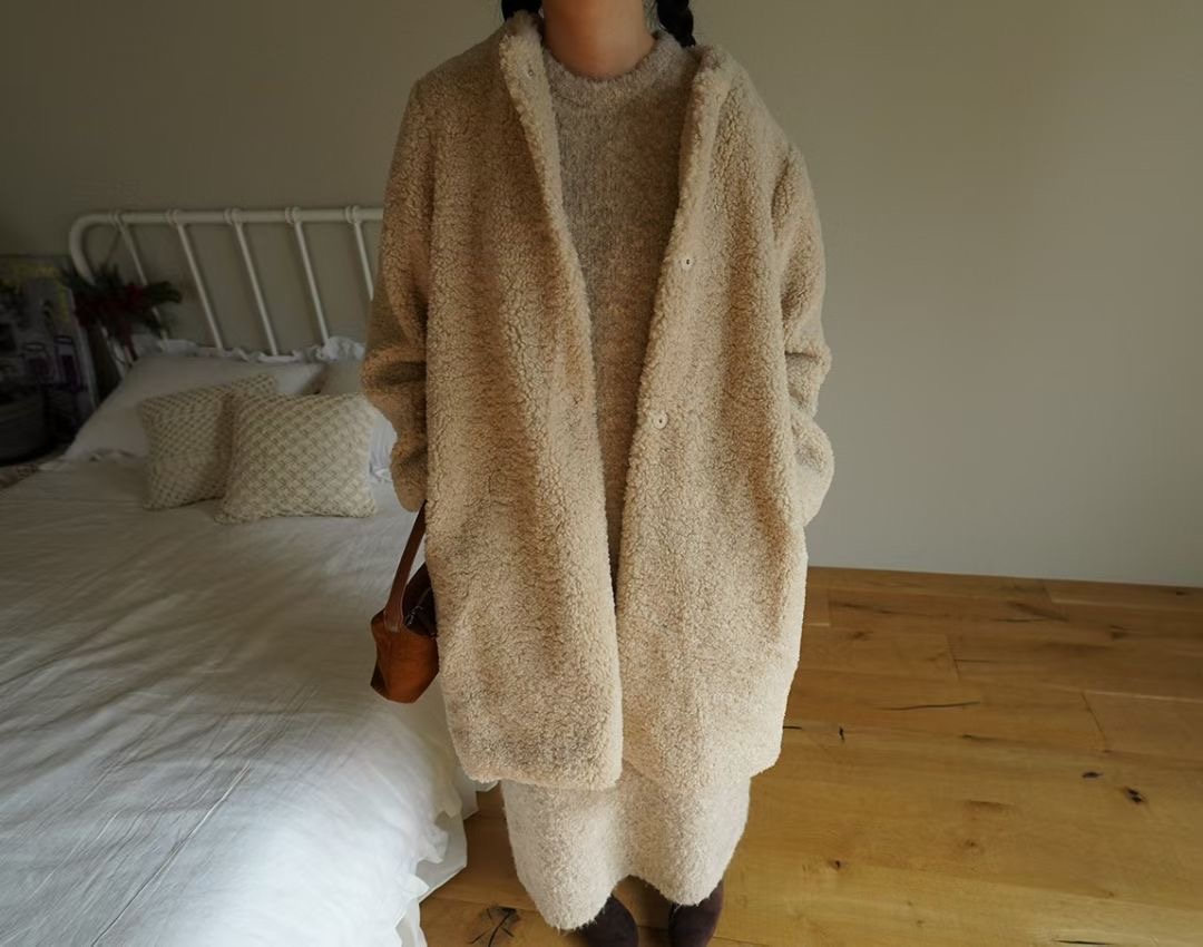 RICCO東大門實拍女士新品時尚人氣職業休閑中長款大衣皮草RICCO中長款大衣