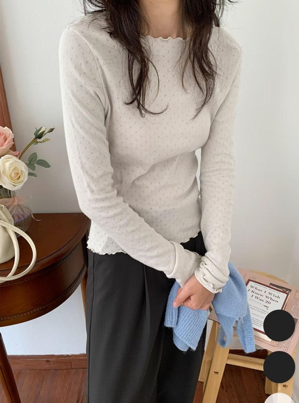 RICCO韓國代購女裝新品熱賣時尚休閑職業推薦26春夏長袖T恤RICCO長袖T恤