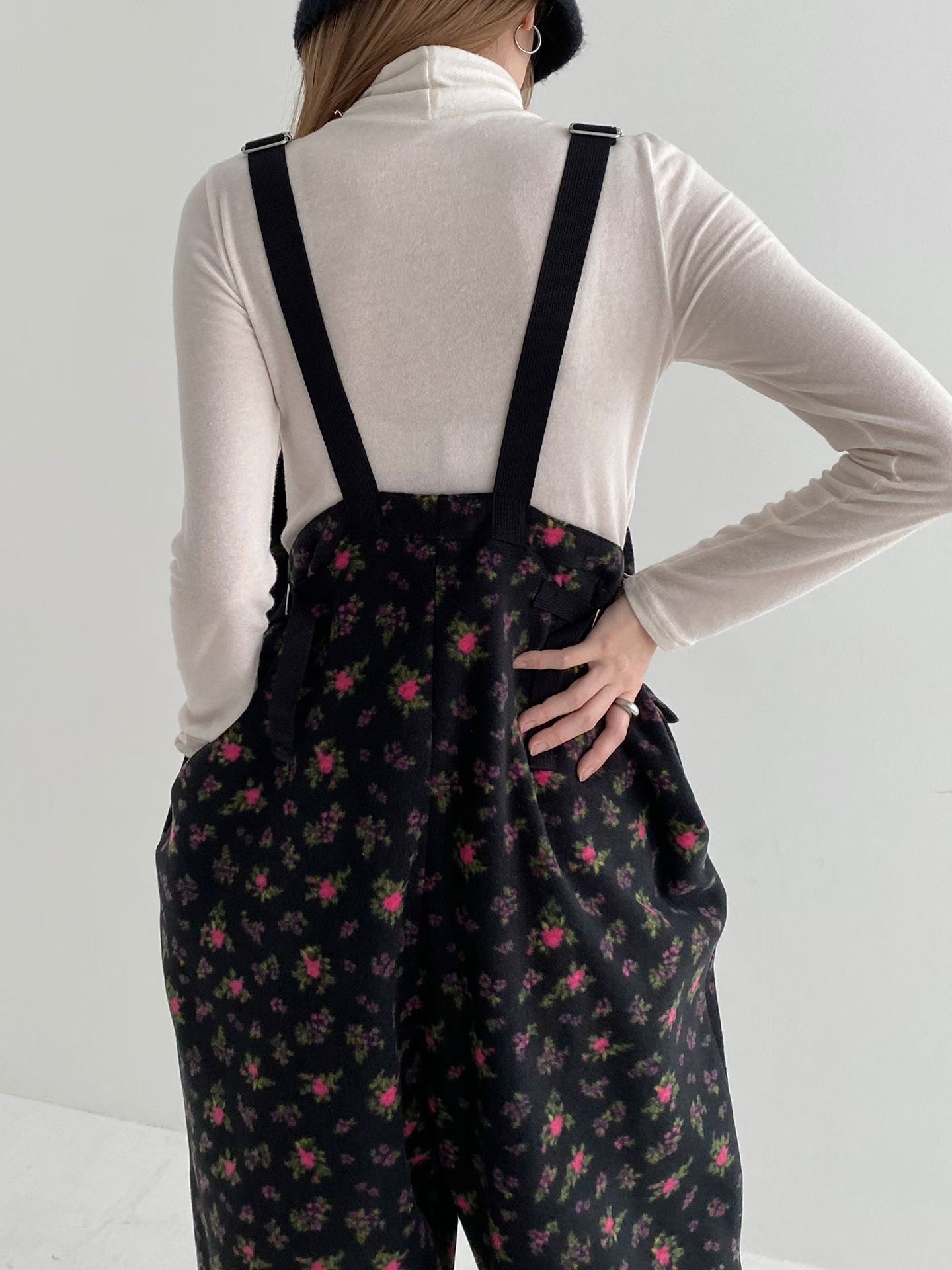 RICCO韓國代購女士新品職業時尚熱賣休閑26春夏背帶褲抓絨RICCO背帶褲