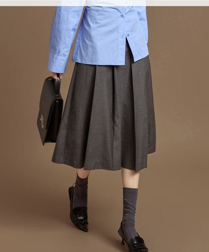 RICCO韓國代購女士新品真品熱賣26春夏休閑半身裙中短裙褶裥RICCO半身裙/中短裙