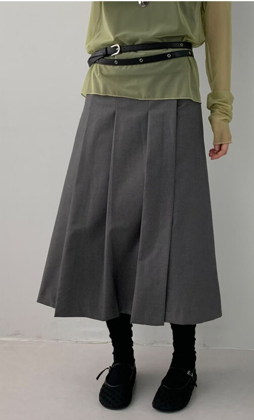 RICCO韓國代購女士新品真品熱賣26春夏休閑半身裙中短裙褶裥RICCO半身裙/中短裙圖色1