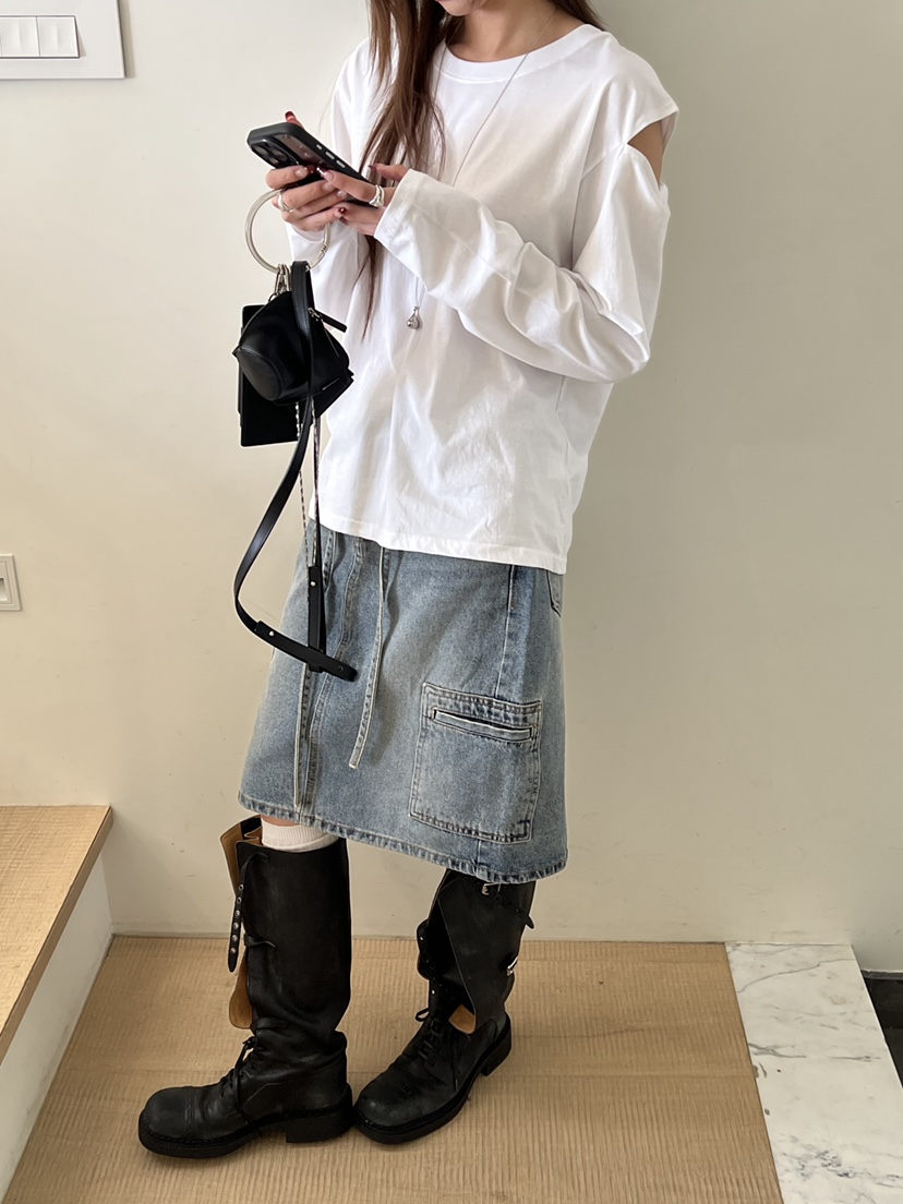 SPECIAL韓國直郵女裝新款26春夏半身裙中短裙含腰繩口袋系帶SPECIAL半身裙/中短裙