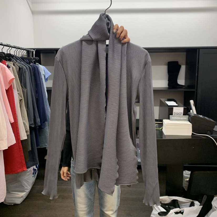 UNANSWERED-MYSTERY/FIFO東大門代購女士新款休閑襯衫蕾絲衫含圍巾褶皺UNANSWERED-MYSTERY/FIFO襯衫/蕾絲衫圖色1