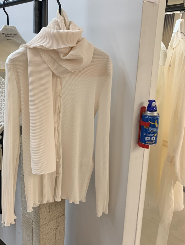 UNANSWERED-MYSTERY/FIFO東大門代購女士新款休閑襯衫蕾絲衫含圍巾褶皺UNANSWERED-MYSTERY/FIFO襯衫/蕾絲衫圖色3