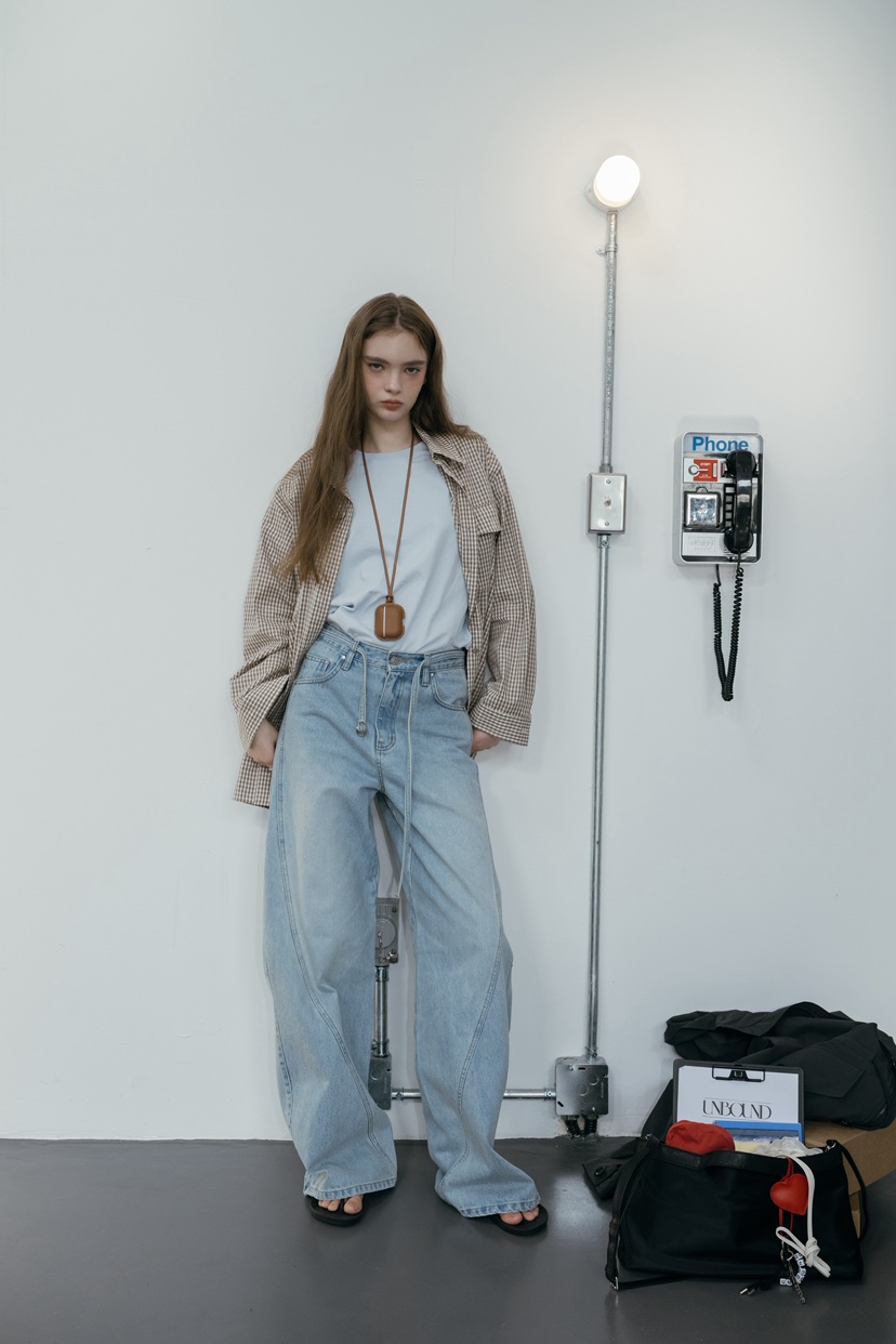 UNBOUND東大門直郵女士新款熱賣真品職業牛仔褲含腰繩腰帶UNBOUND牛仔褲