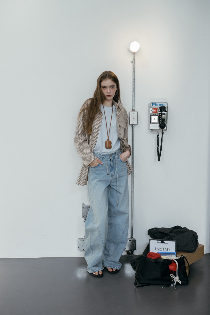 UNBOUND東大門直郵女士新款熱賣真品職業牛仔褲含腰繩腰帶UNBOUND牛仔褲