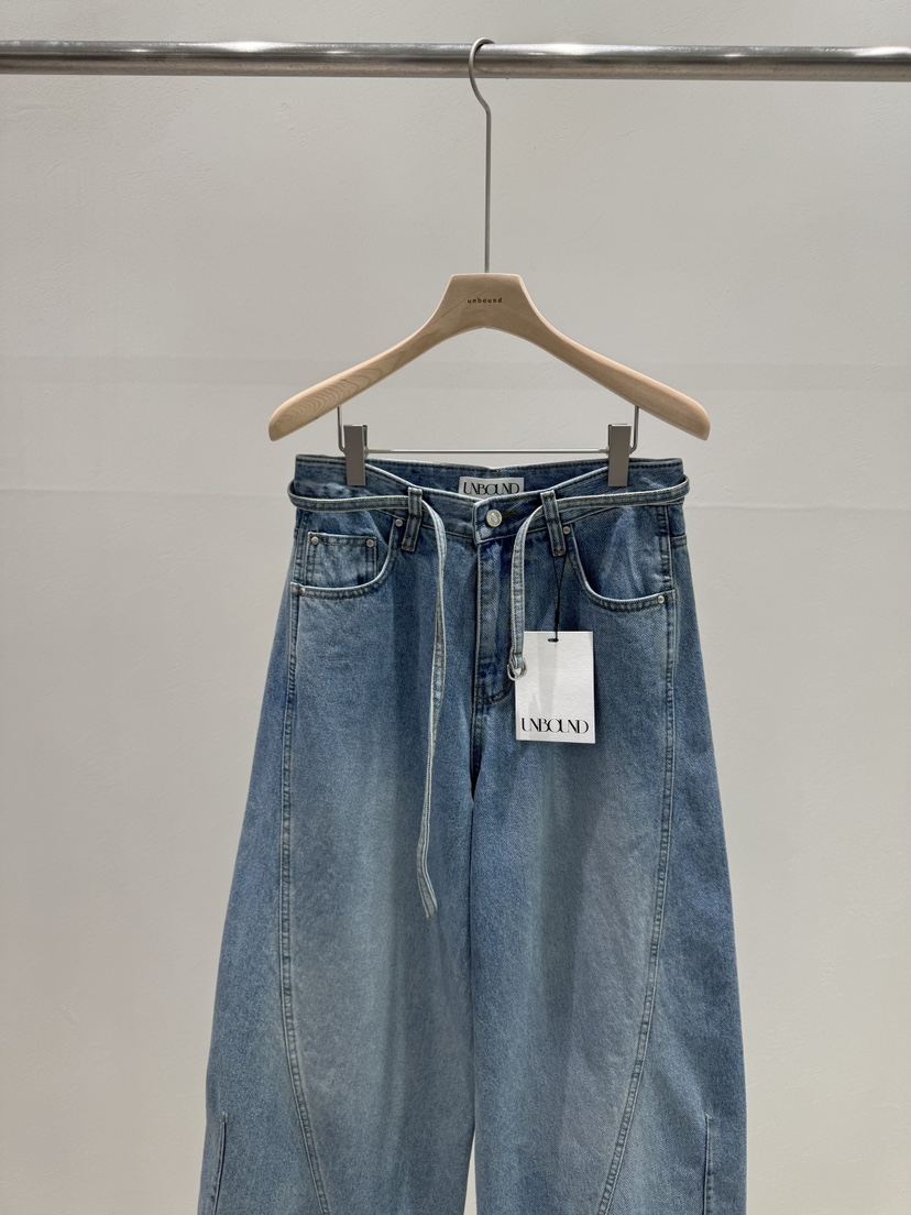 UNBOUND東大門直郵女士新款熱賣真品職業牛仔褲含腰繩腰帶UNBOUND牛仔褲