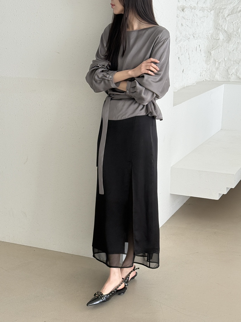 LE AVE東大門代購女裝新款人氣休閑26春夏襯衫蕾絲衫含腰帶LE AVE襯衫/蕾絲衫