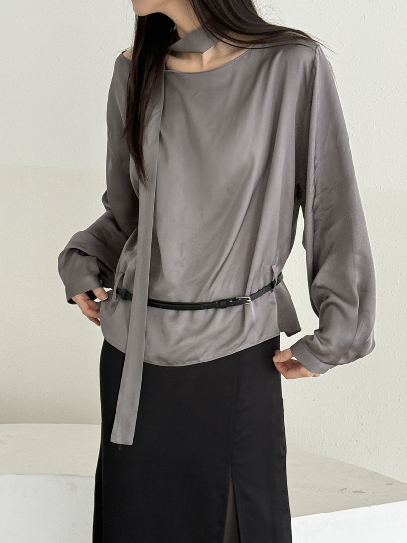 LE AVE東大門代購女裝新款人氣休閑26春夏襯衫蕾絲衫含腰帶LE AVE襯衫/蕾絲衫