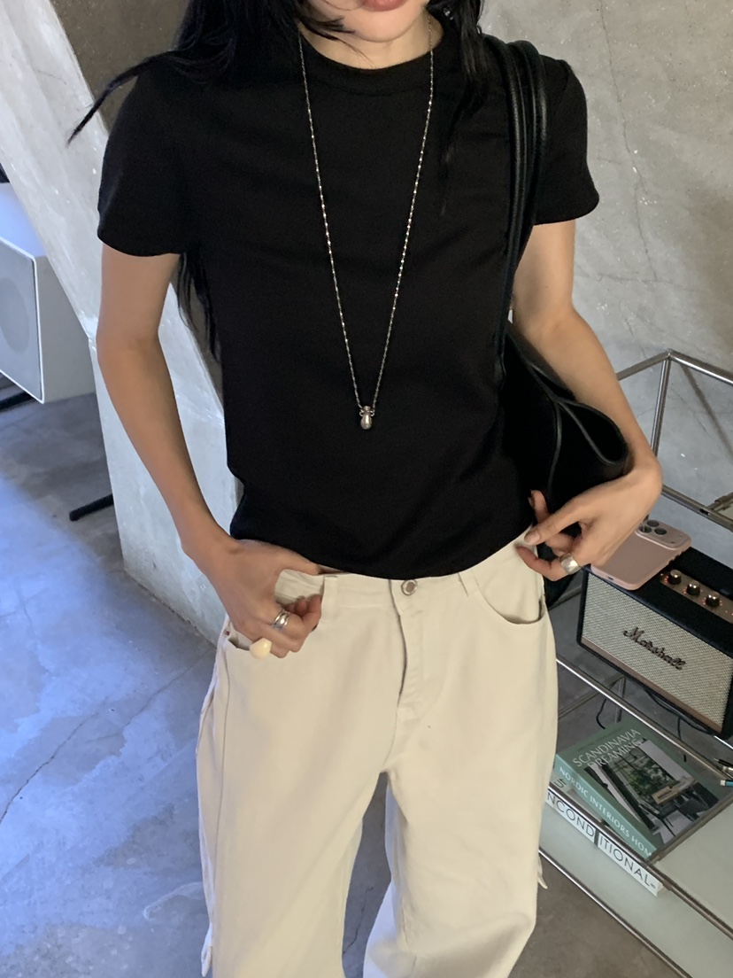 RIVER RAIN韓國直郵女士新品推薦熱賣休閑時尚26春夏T恤刺繡RIVER RAINT恤