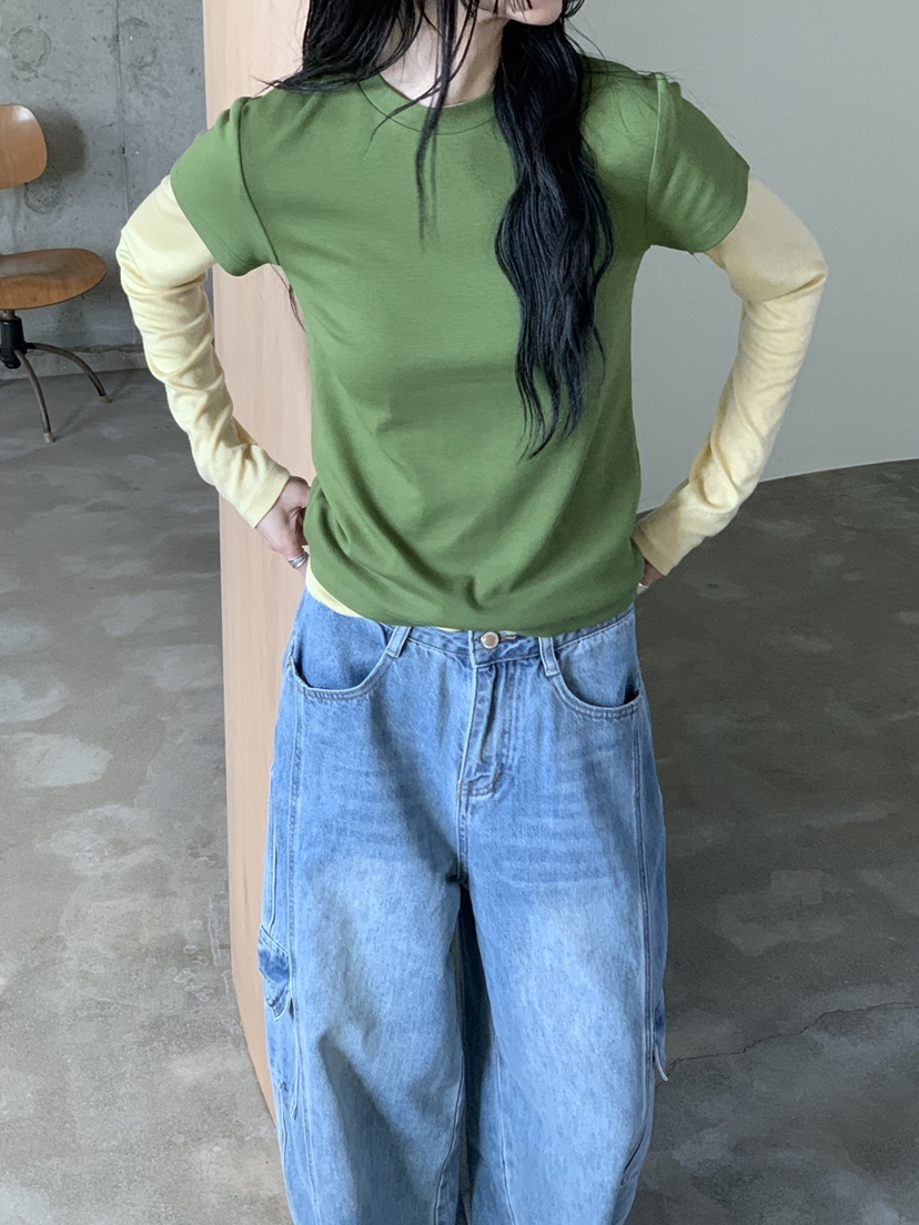 RIVER RAIN韓國直郵女士新品推薦熱賣休閑時尚26春夏T恤刺繡RIVER RAINT恤