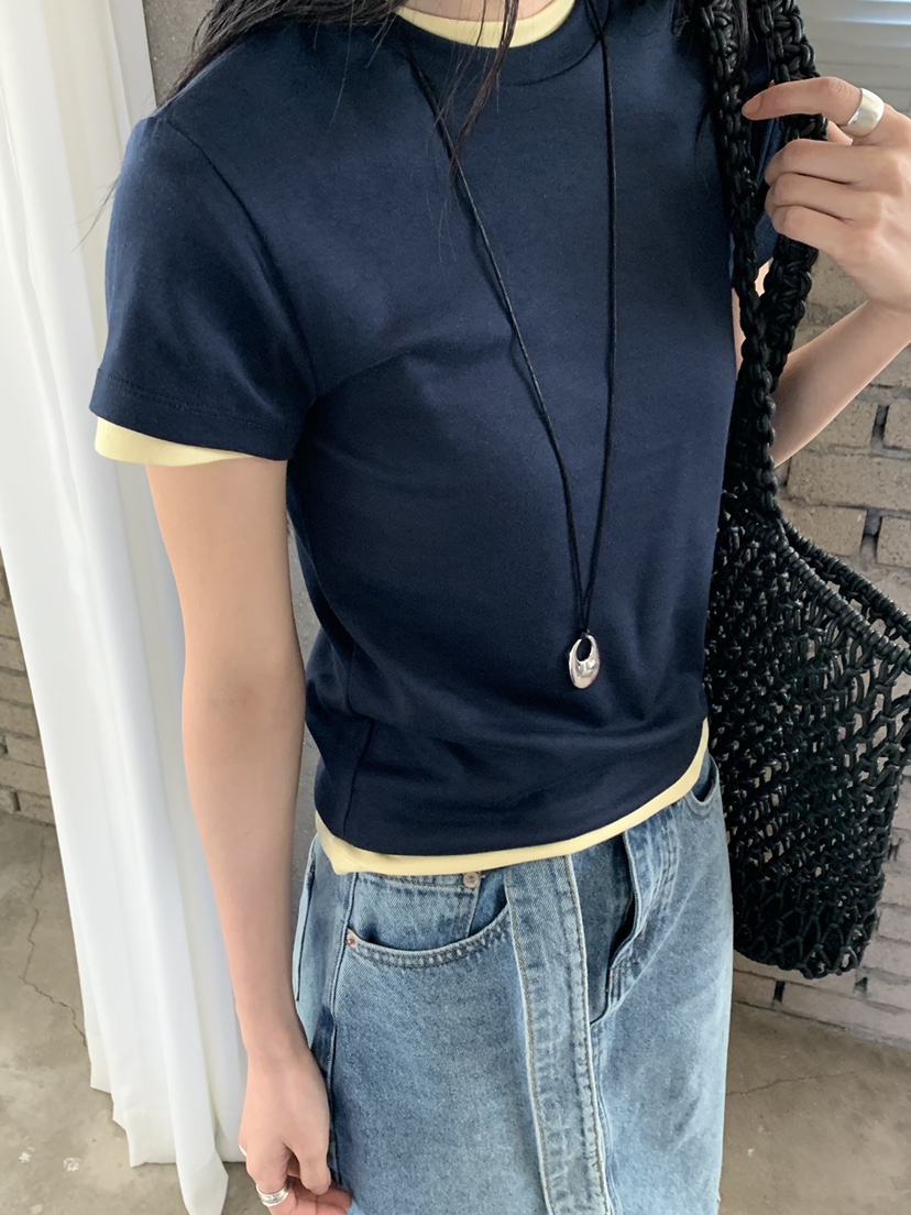 RIVER RAIN韓國直郵女士新品推薦熱賣休閑時尚26春夏T恤刺繡RIVER RAINT恤