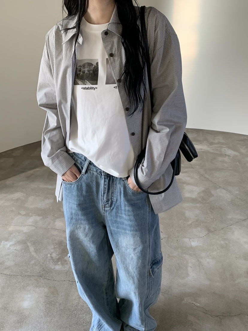 RIVER RAIN東大門代購女裝新品人氣26春夏襯衫蕾絲衫格子RIVER RAIN襯衫/蕾絲衫