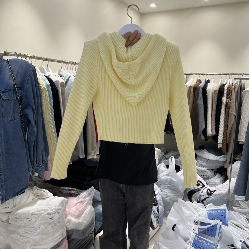 ENDOLPHIN韓國直郵女裝新款推薦職業26春夏針織衫連帽拉鏈衫ENDOLPHIN針織衫