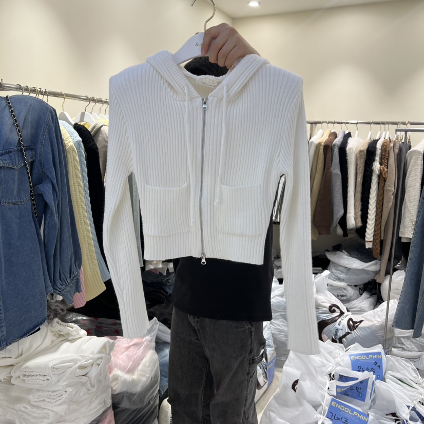 ENDOLPHIN韓國直郵女裝新款推薦職業26春夏針織衫連帽拉鏈衫ENDOLPHIN針織衫圖色1