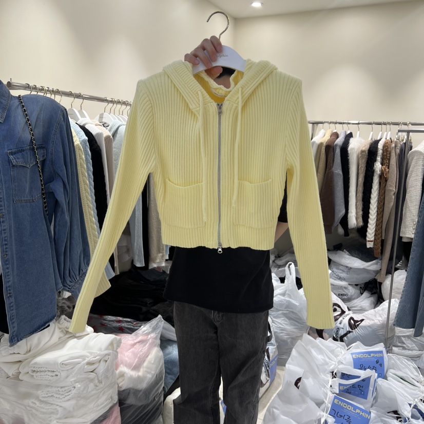 ENDOLPHIN韓國直郵女裝新款推薦職業26春夏針織衫連帽拉鏈衫ENDOLPHIN針織衫圖色2
