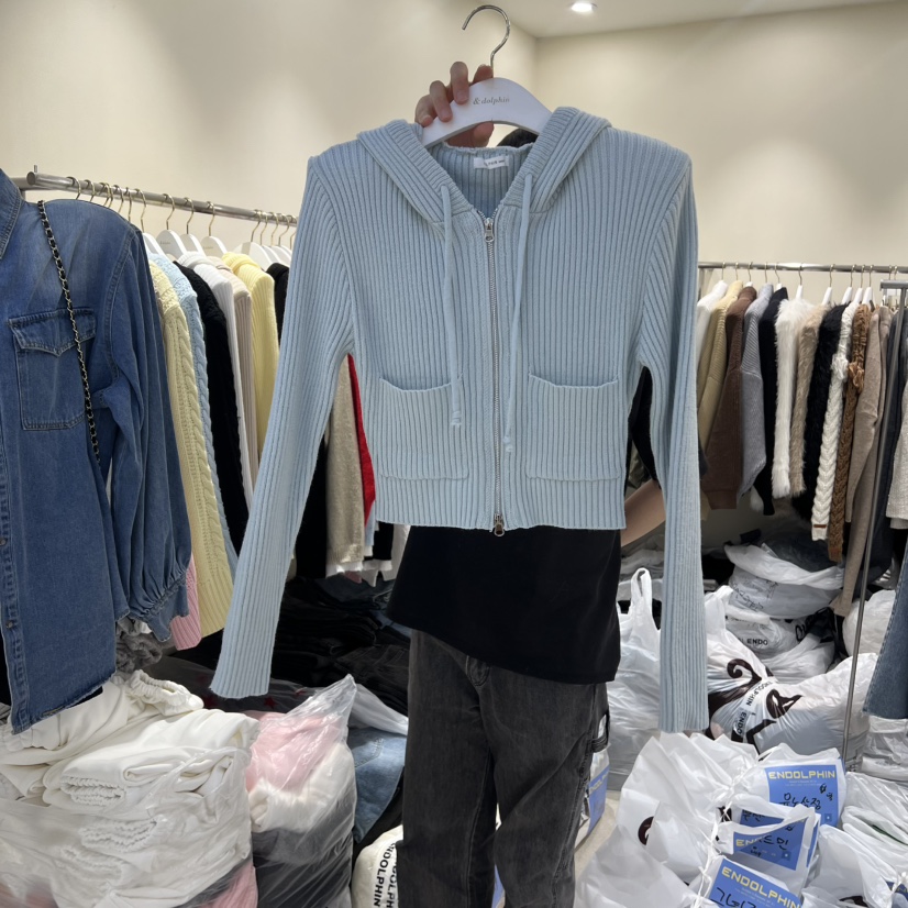 ENDOLPHIN韓國直郵女裝新款推薦職業26春夏針織衫連帽拉鏈衫ENDOLPHIN針織衫圖色3