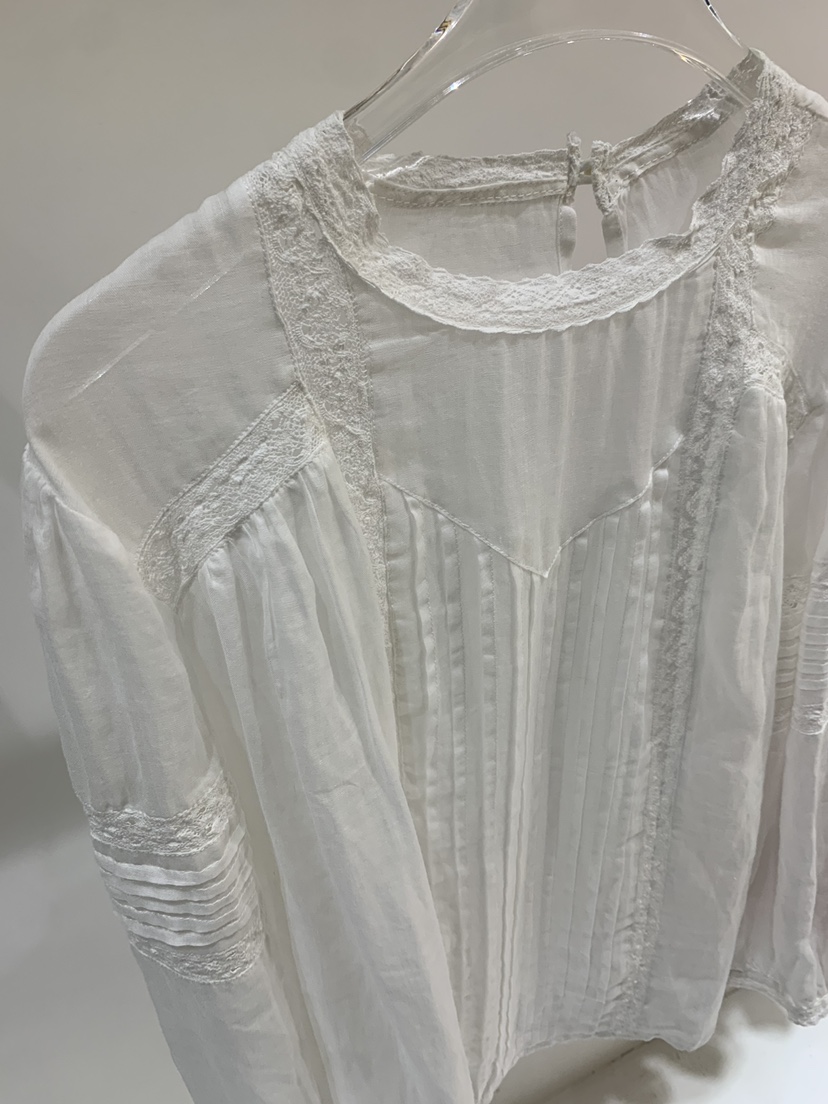 FABRIC韓國代購女裝新品時尚熱賣推薦真品襯衫蕾絲衫褶裥FABRIC襯衫/蕾絲衫