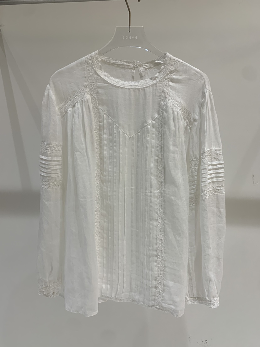 FABRIC韓國代購女裝新品時尚熱賣推薦真品襯衫蕾絲衫褶裥FABRIC襯衫/蕾絲衫圖色1