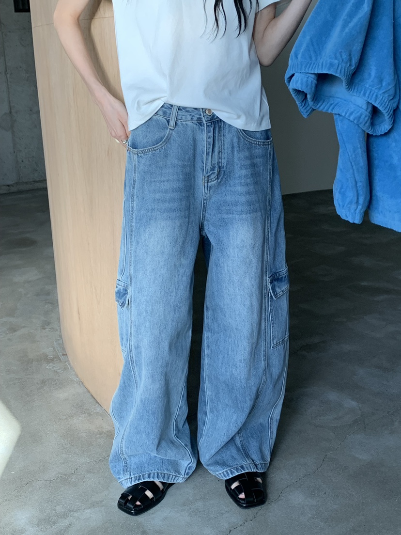 RIVER RAIN東大門直郵女裝新品休閑人氣真品時尚牛仔褲工裝RIVER RAIN牛仔褲