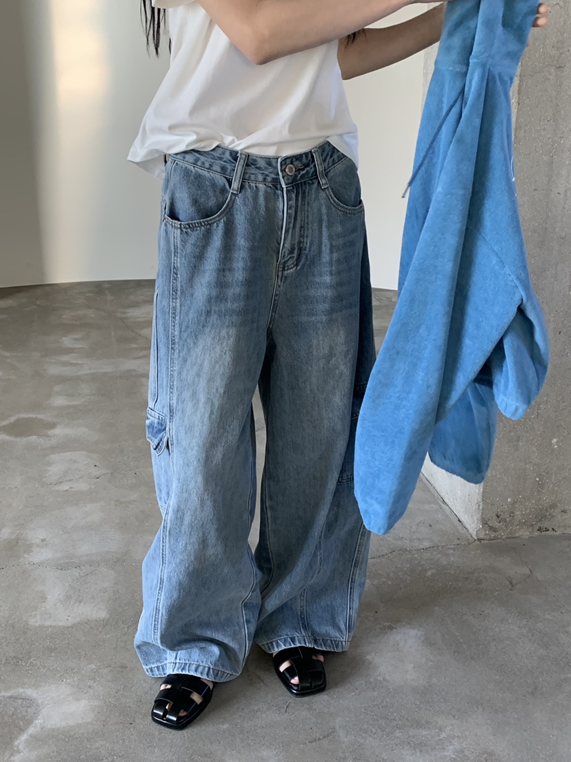 RIVER RAIN東大門直郵女裝新品休閑人氣真品時尚牛仔褲工裝RIVER RAIN牛仔褲