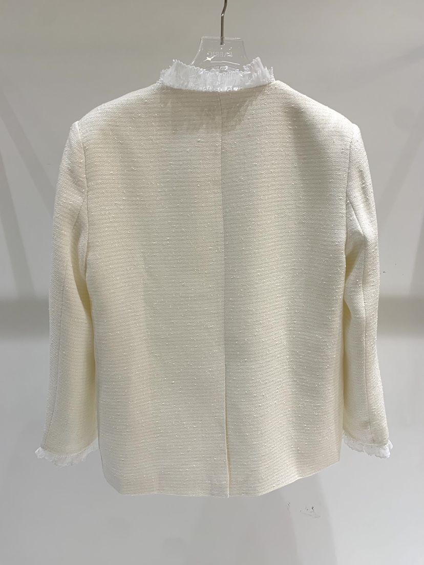 FABRIC東大門代購女士新品26春夏真品人氣夾克粗花呢蕾絲FABRIC夾克