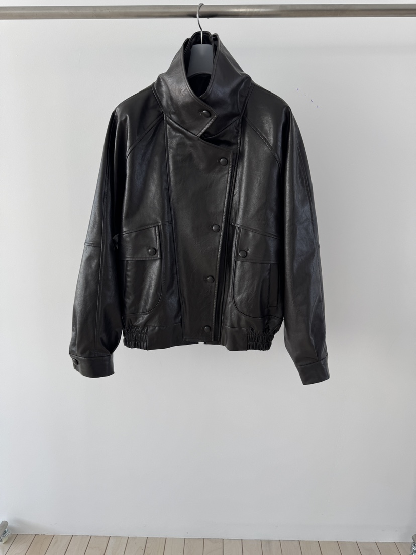 MAINT韓國代購女士新款人氣真品推薦熱賣時尚夾克皮革雙層MAINT夾克圖色1棕色