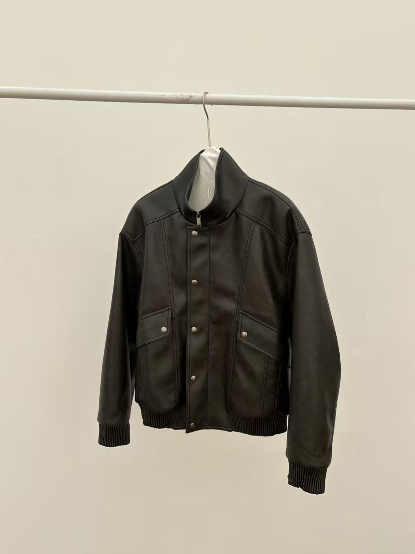 ETER韓國直郵女裝新款人氣26春夏時尚真品熱賣皮衣皮革高領eter/VERSO皮衣圖色1黑色