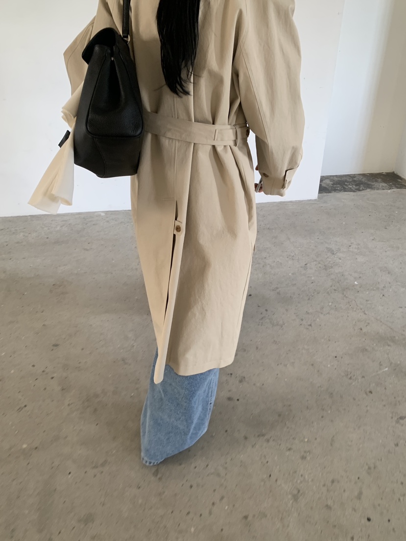 MOVENNE東大門直郵女裝新款26春季時尚長款風衣含腰帶絨面革MOVENNE長款風衣