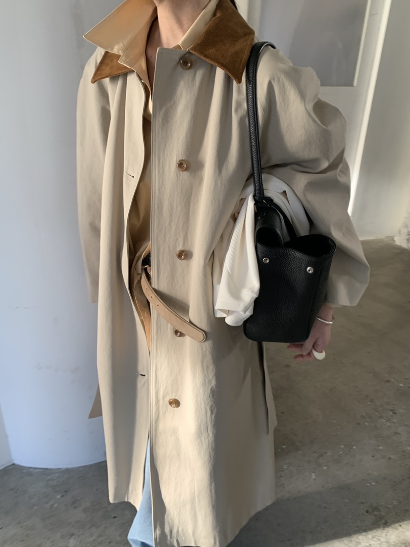 MOVENNE東大門直郵女裝新款26春季時尚長款風衣含腰帶絨面革MOVENNE長款風衣