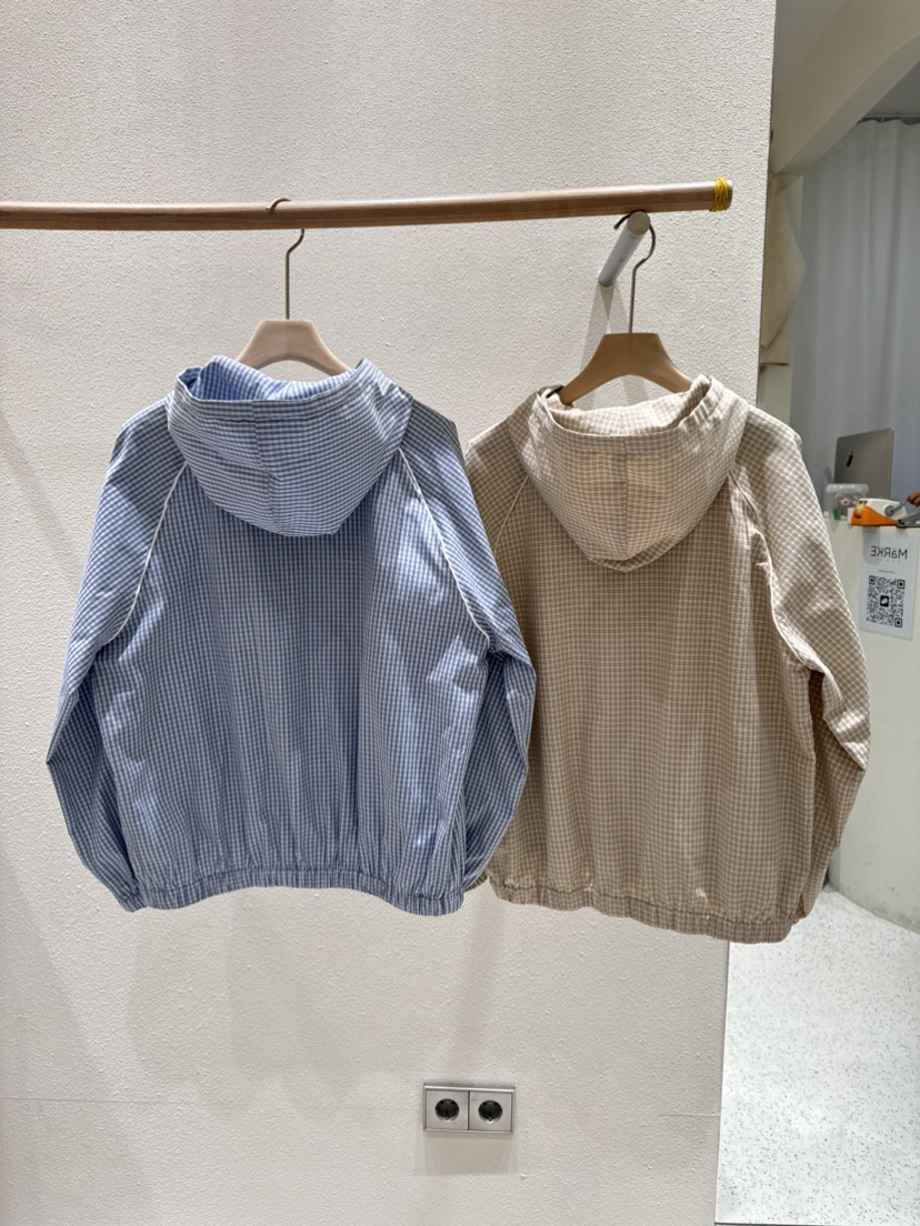 MARKE-P東大門代購女士新款26春季熱賣夾克連帽拉鏈衫格紋MARKE-P夾克