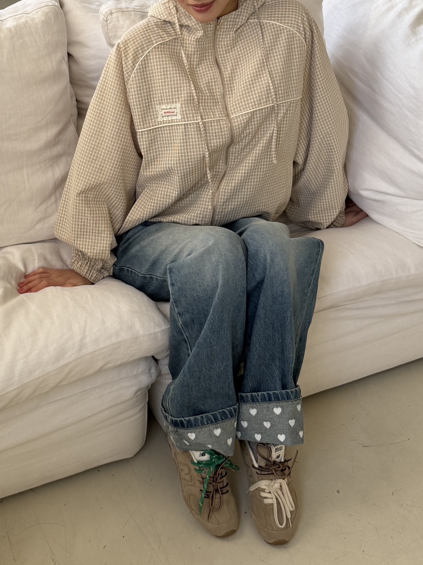 MARKE-P東大門代購女士新款26春季熱賣夾克連帽拉鏈衫格紋MARKE-P夾克