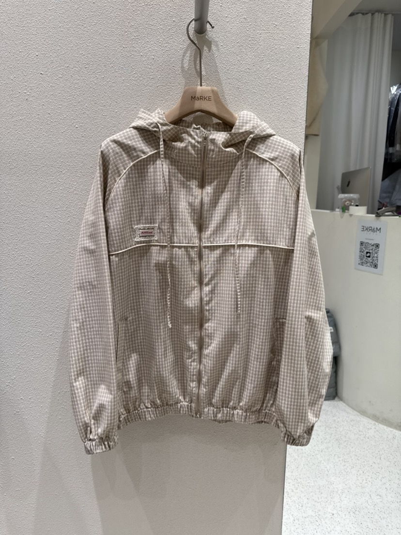 MARKE-P東大門代購女士新款26春季熱賣夾克連帽拉鏈衫格紋MARKE-P夾克圖色2