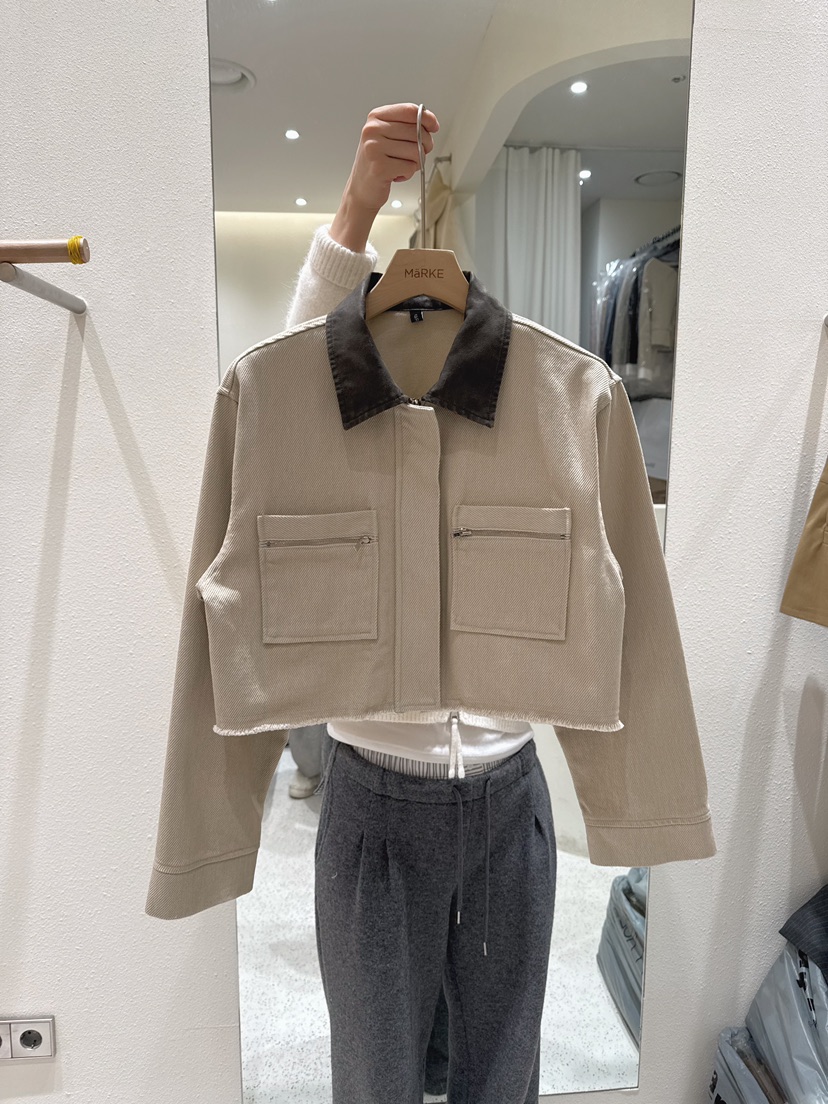 MARKE-P東大門代購女士新品職業推薦人氣夾克水洗皮革短款MARKE-P夾克圖色2