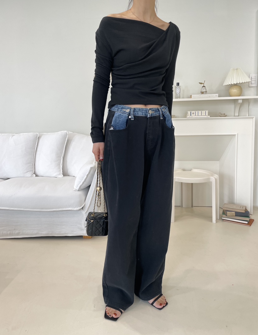 EDITION-P東大門代購女士新款職業熱賣時尚休閑牛仔褲紐扣EDITION/CHAHEE牛仔褲