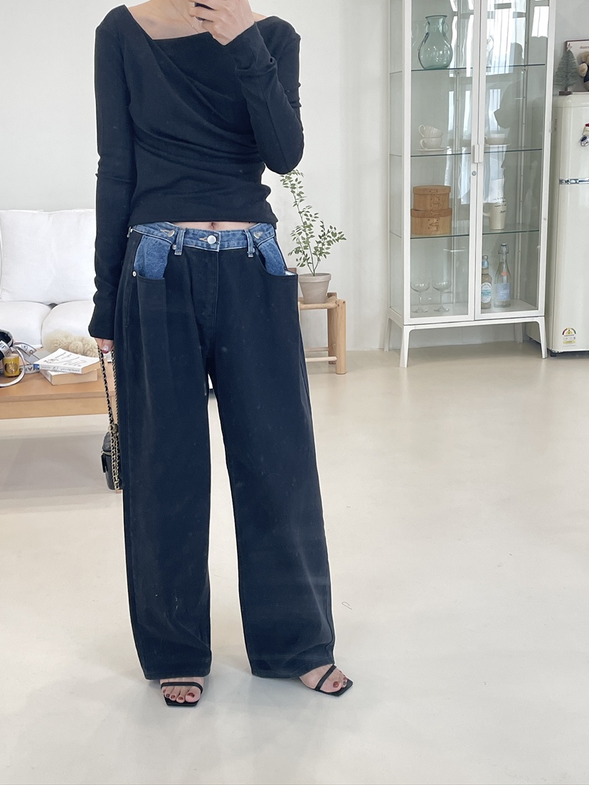 EDITION-P東大門代購女士新款職業熱賣時尚休閑牛仔褲紐扣EDITION/CHAHEE牛仔褲