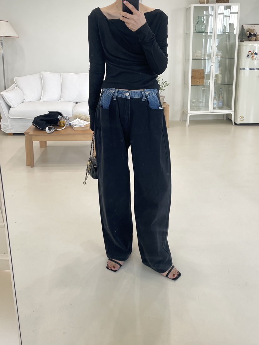 EDITION-P東大門代購女士新款職業熱賣時尚休閑牛仔褲紐扣EDITION/CHAHEE牛仔褲