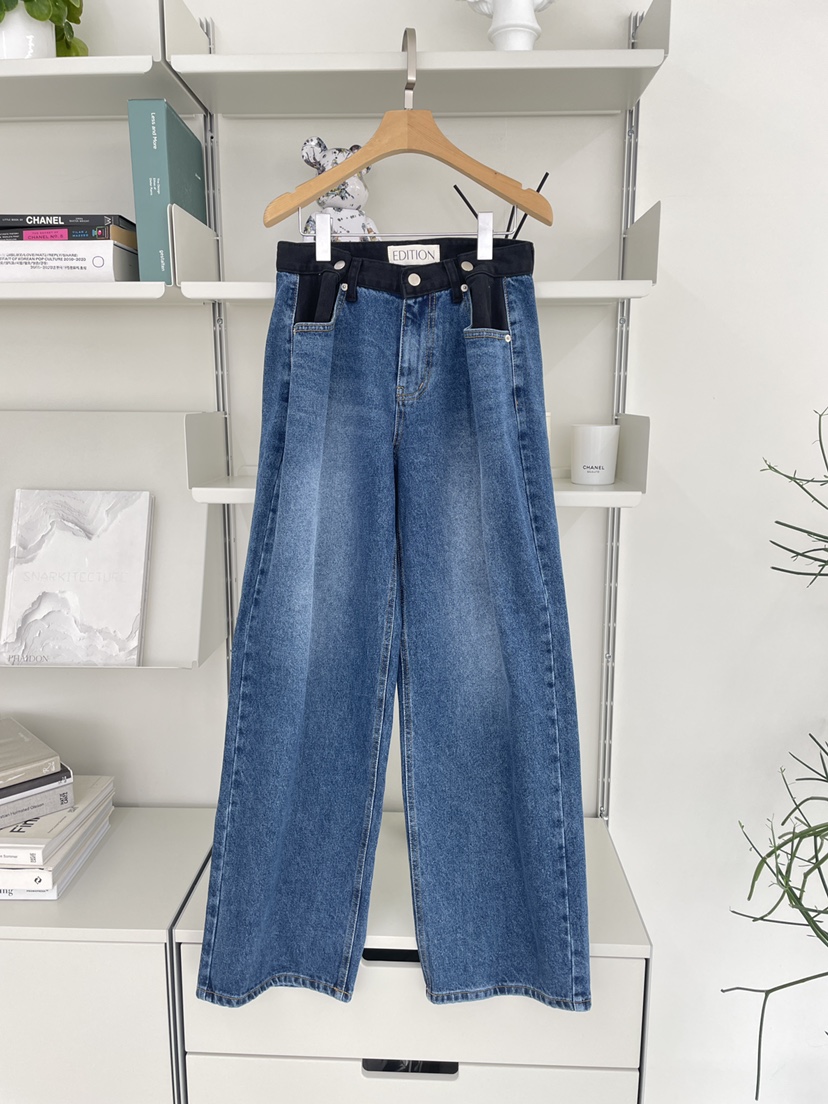 EDITION-P東大門代購女士新款職業熱賣時尚休閑牛仔褲紐扣EDITION/CHAHEE牛仔褲圖色1