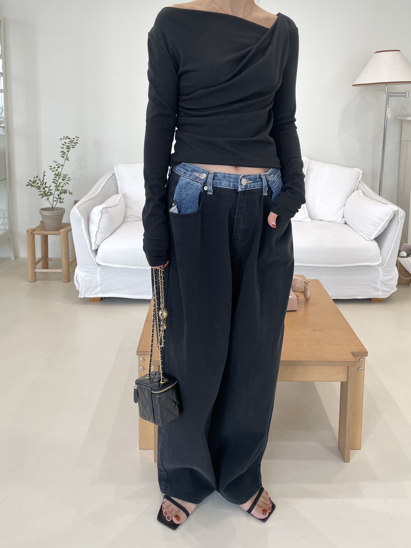 EDITION-P東大門代購女士新款職業熱賣時尚休閑牛仔褲紐扣EDITION/CHAHEE牛仔褲圖色2